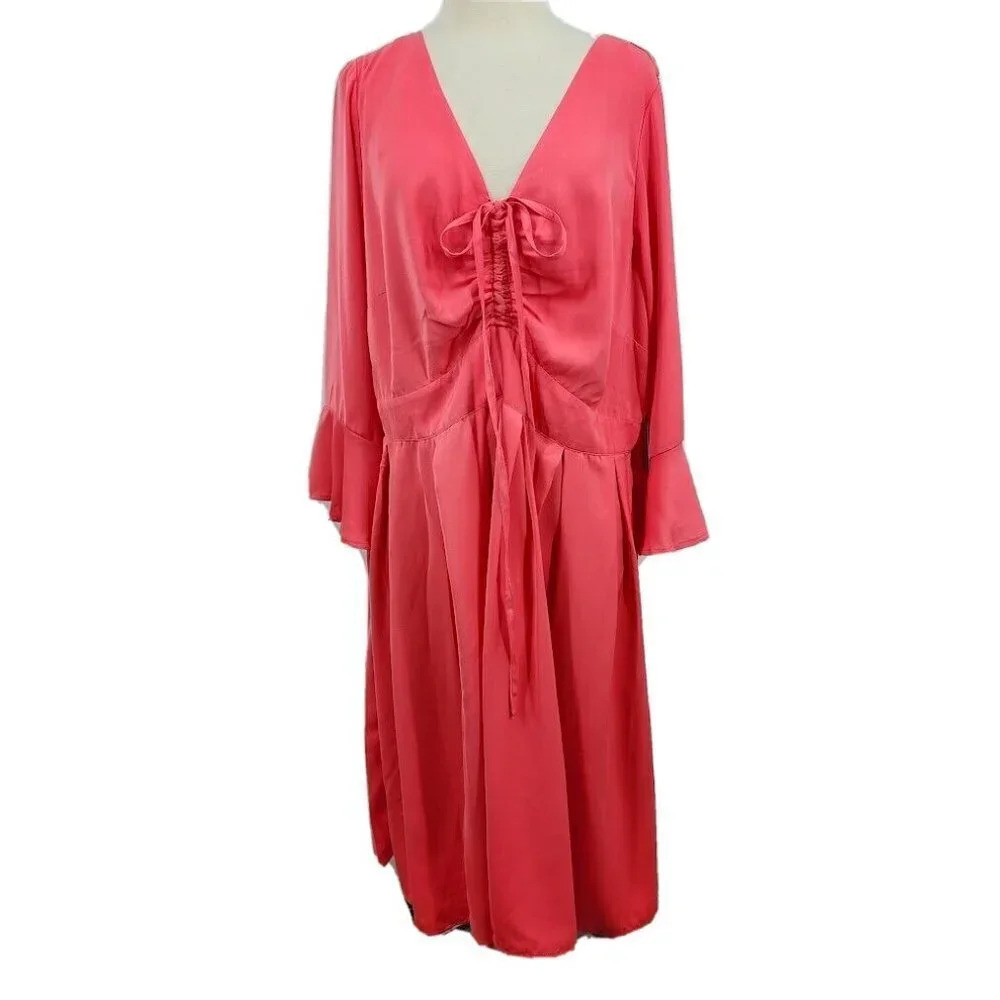 Eloquii Flare Sleeve Dress with Halter Detail‎ Pink Size 20 NWT
